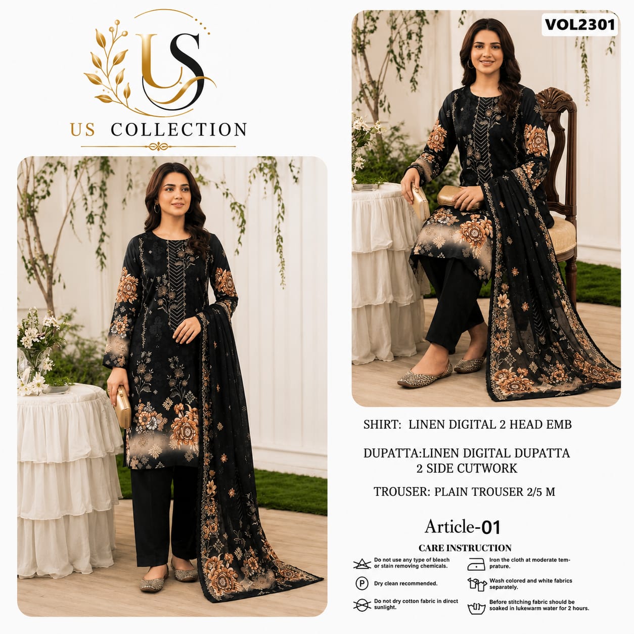 Premium Luxury Linen 3-Piece Unstitched Suit