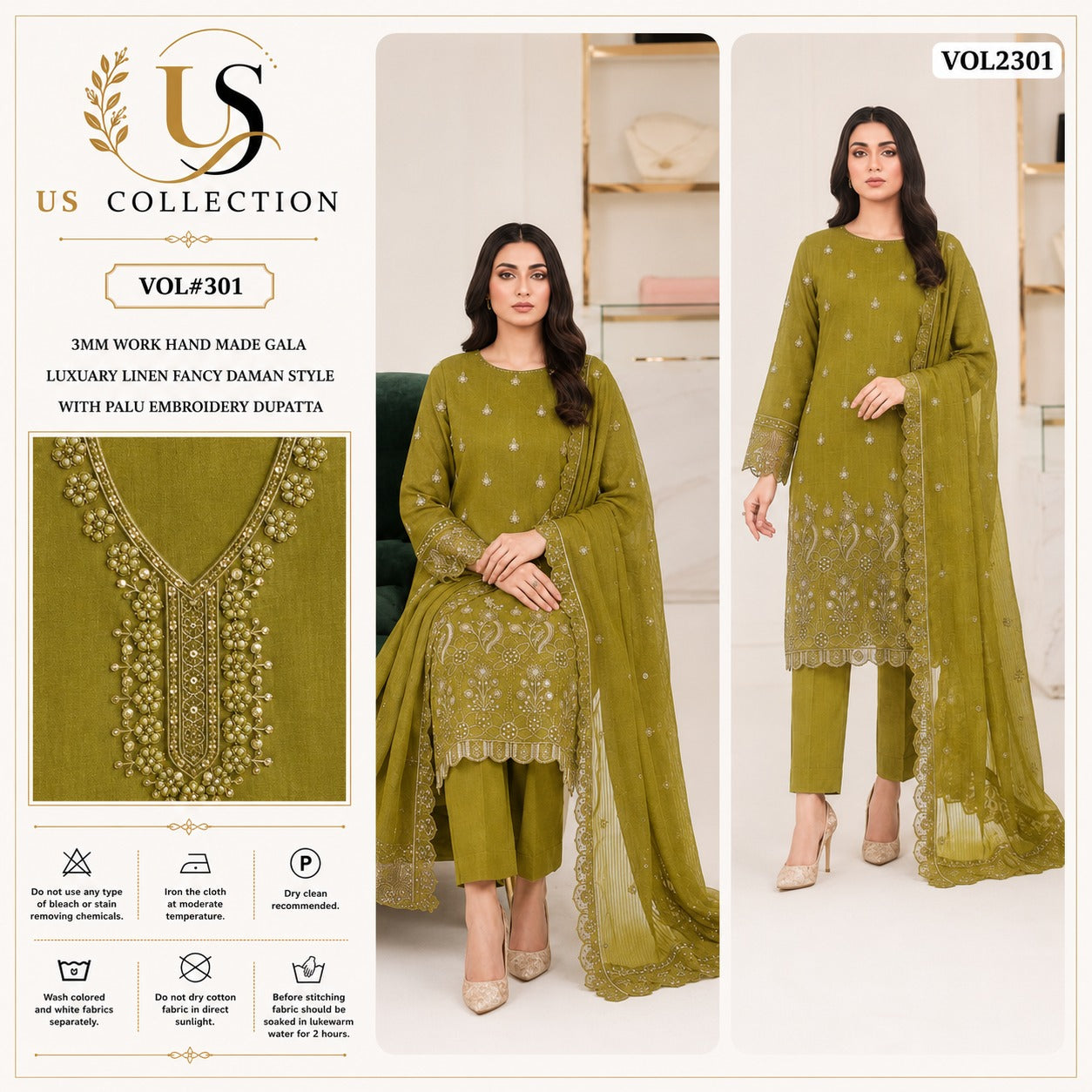Premium Luxury Linen 3-Piece Unstitched Suit