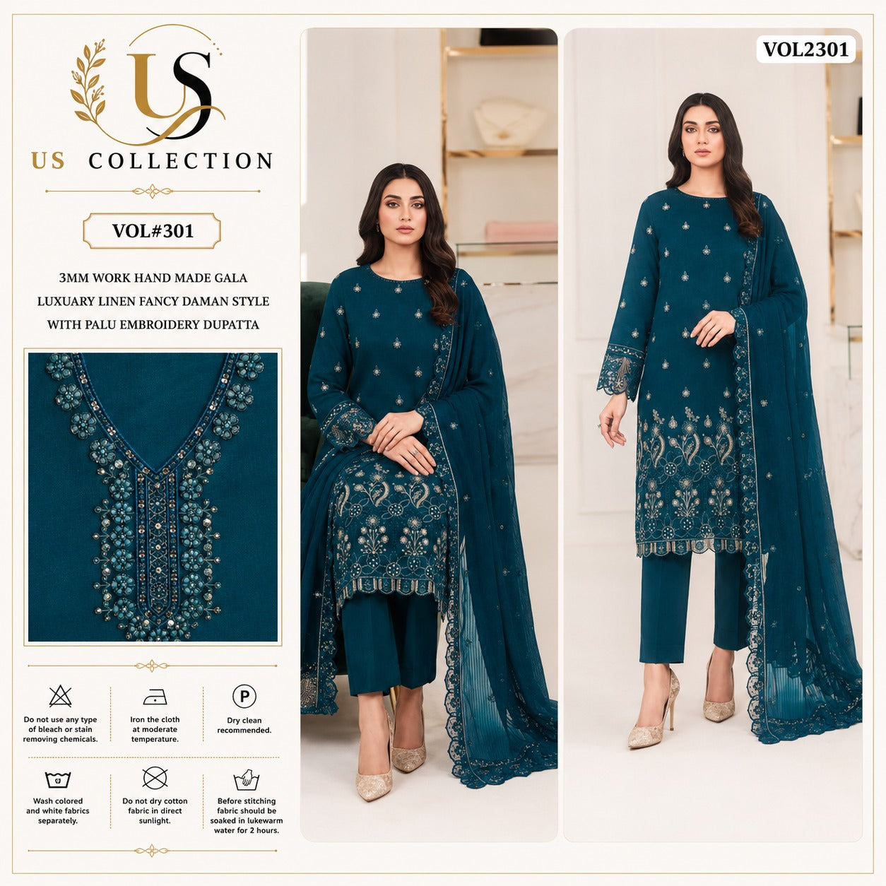 Premium Luxury Linen 3-Piece Unstitched Suit