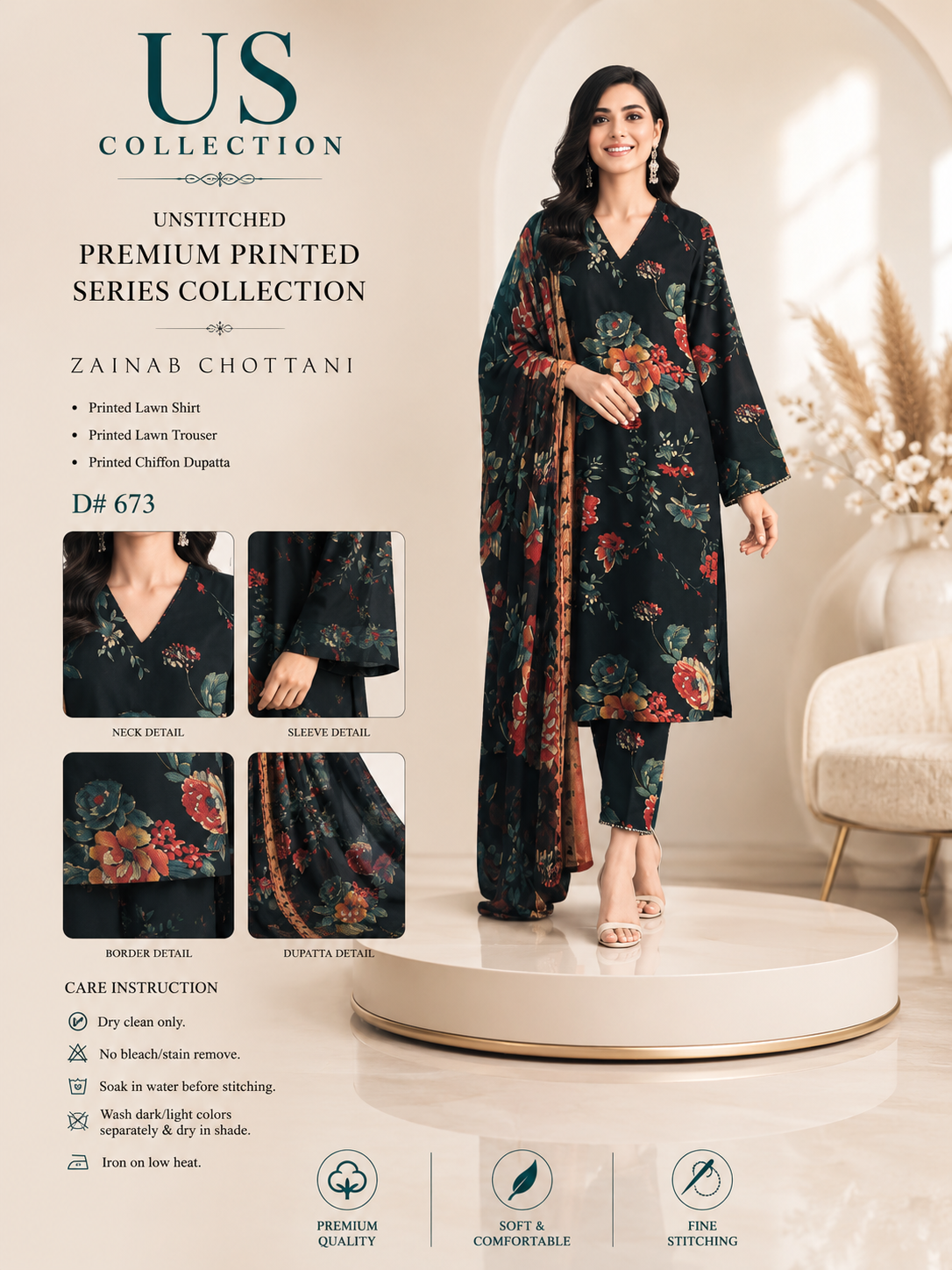 Colorful Lawn Suit for Ladies