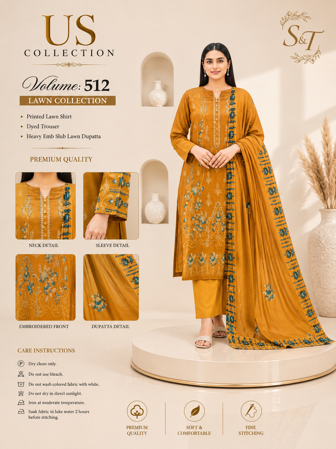 Elegant Lawn Suit with Matching Dupatta