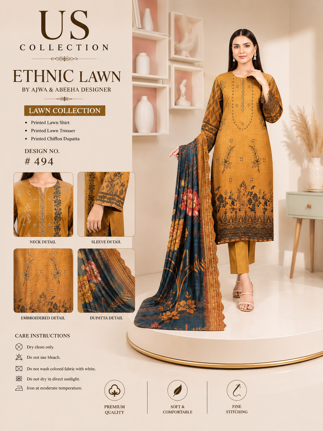 Fashionable Women's Lawn Dress