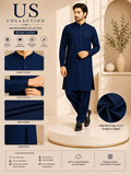 Premium Boski Navy Blue Fabric Men's Unstitched Suit