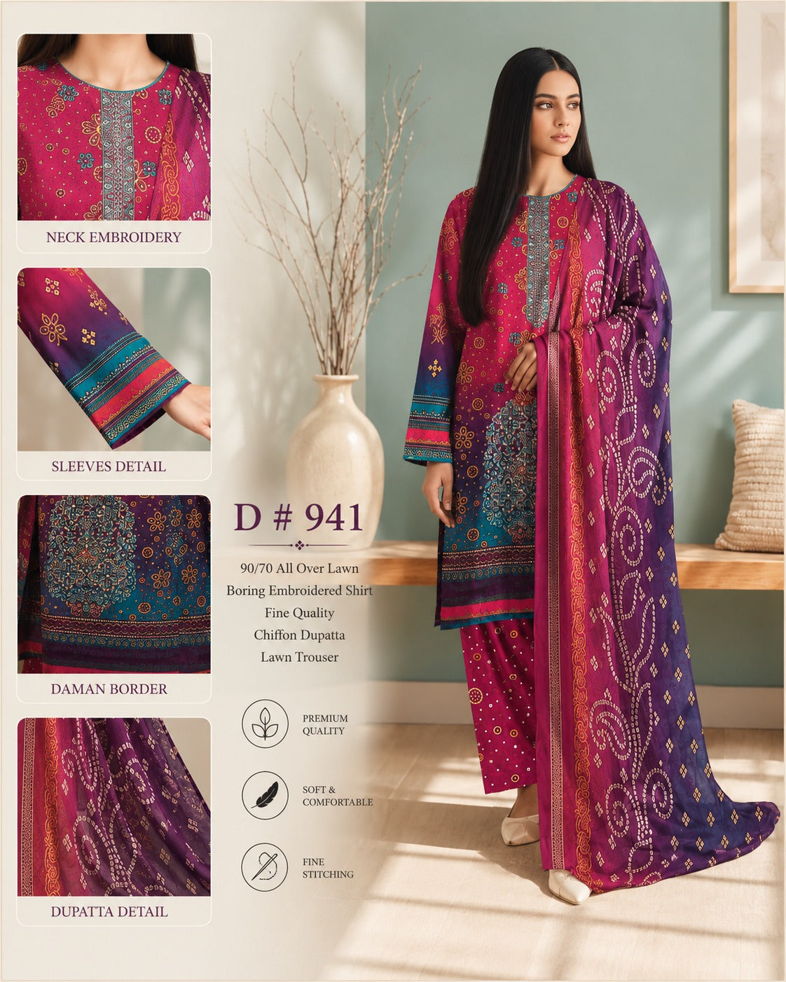 Casual Wear 3 Piece Lawn Suit