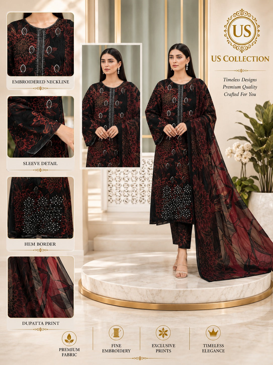 Soft Cotton Lawn 3 Piece Suit