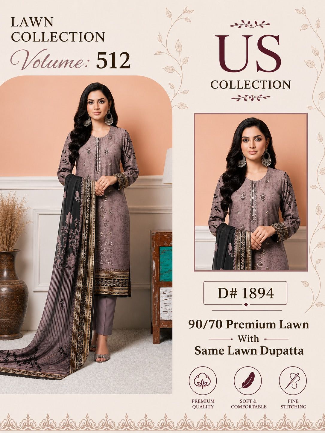Everyday Wear Lawn 3 Piece Suit