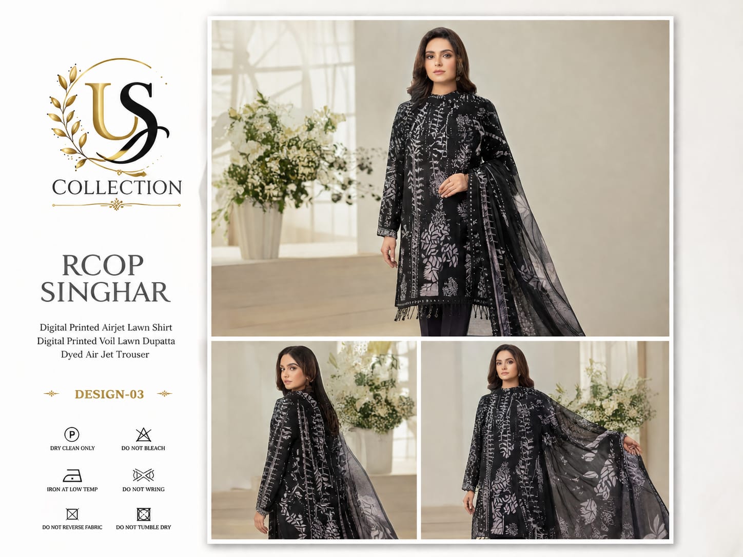 Premium Digital Printed Airjet Lawn 3-Piece Unstitched Suit