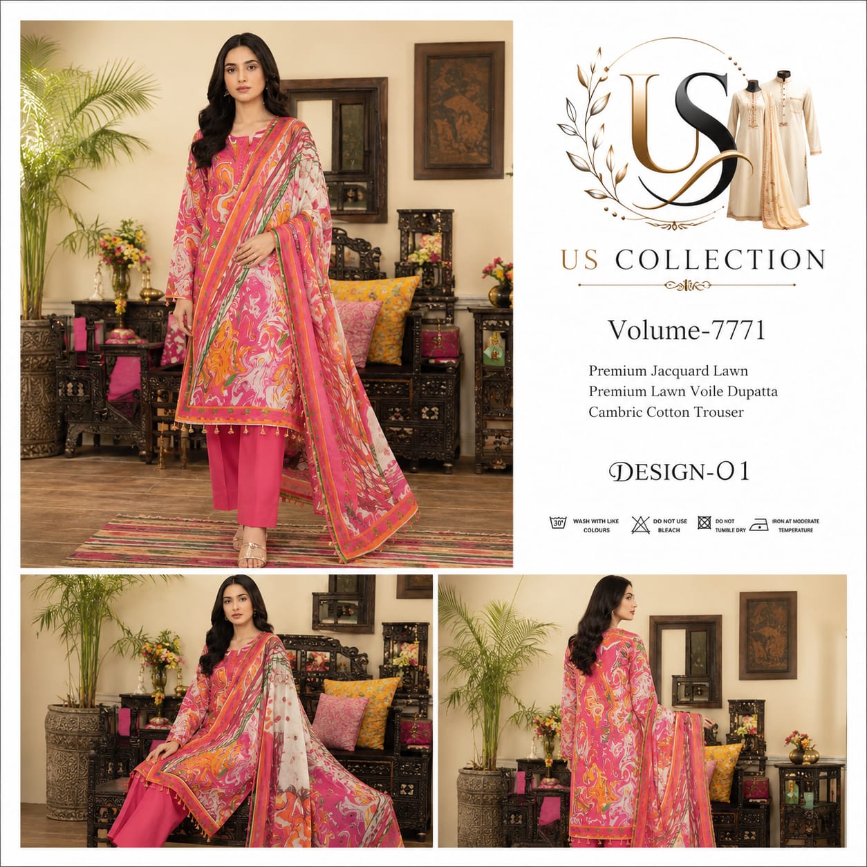 ✨ Premium Jacquard Lawn 3-Piece Unstitched Suit