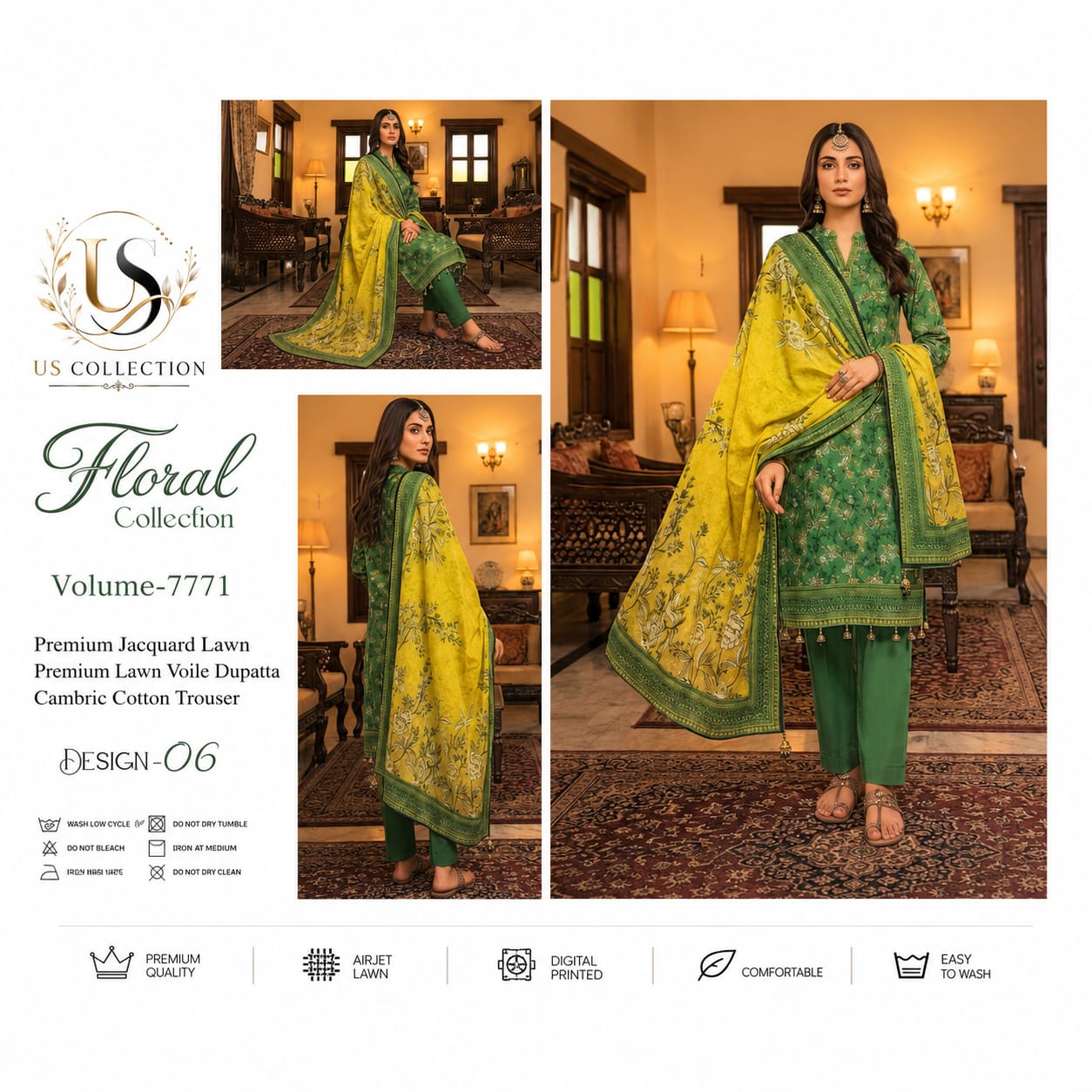✨ Premium Jacquard Lawn 3-Piece Unstitched Suit