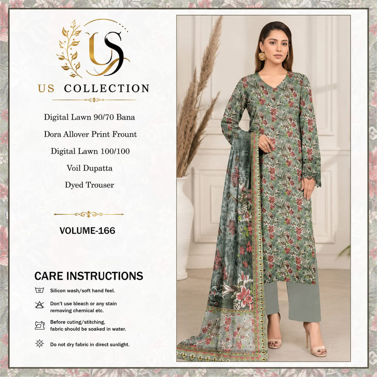 ✨ Premium Digital Lawn 3-Piece Unstitched Suit