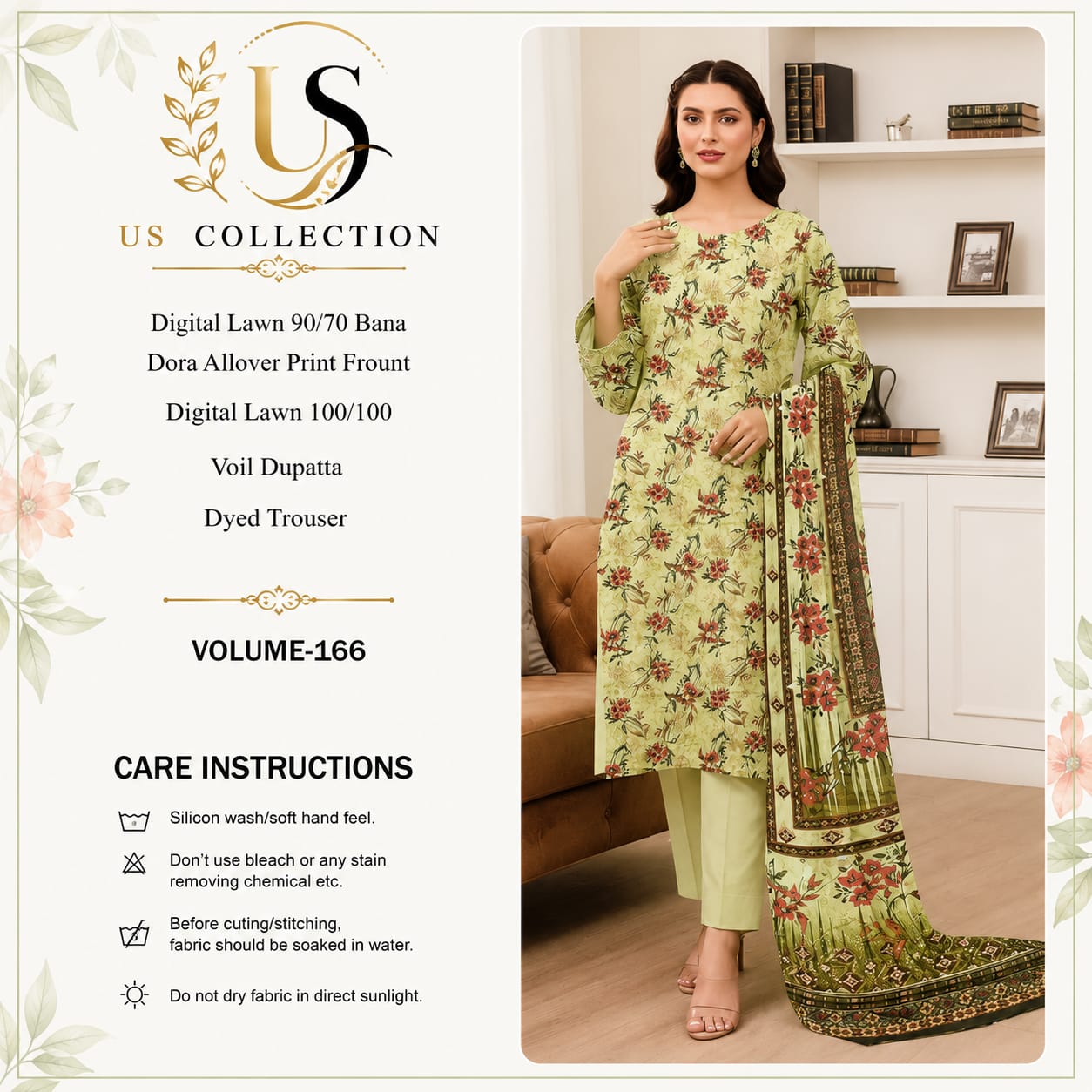 ✨ Premium Digital Lawn 3-Piece Unstitched Suit