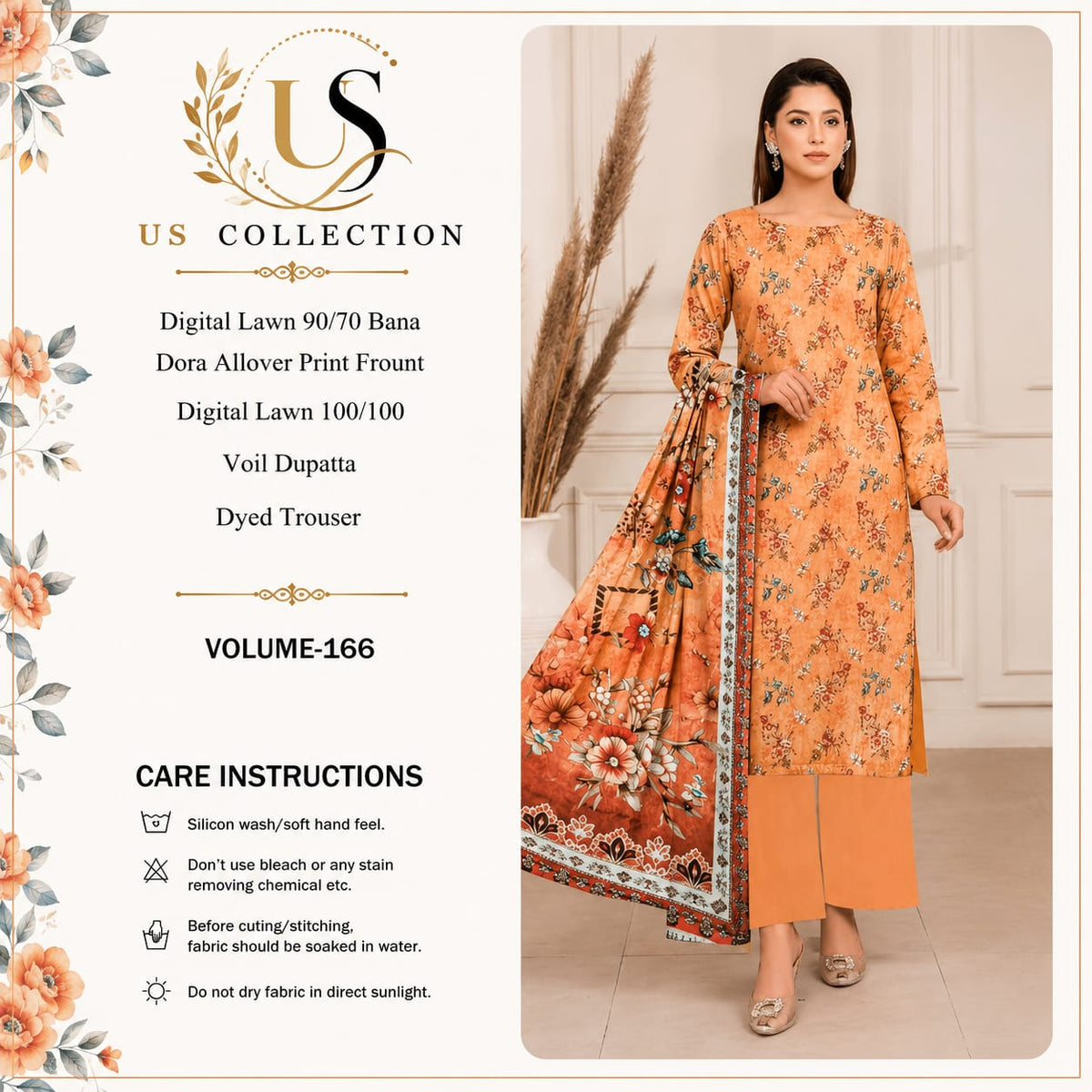 ✨ Premium Digital Lawn 3-Piece Unstitched Suit