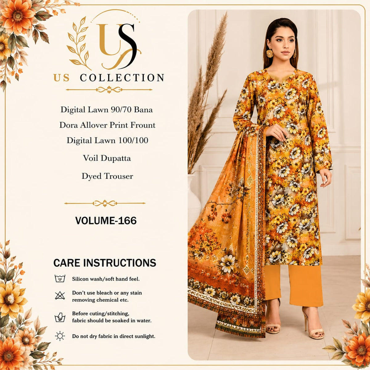✨ Premium Digital Lawn 3-Piece Unstitched Suit