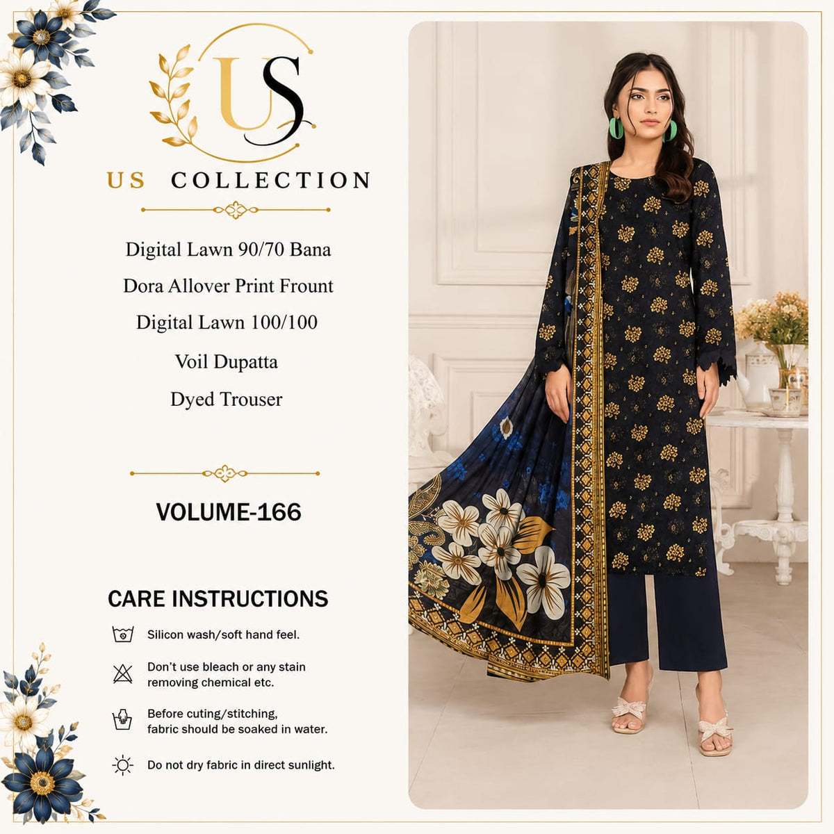 ✨ Premium Digital Lawn 3-Piece Unstitched Suit