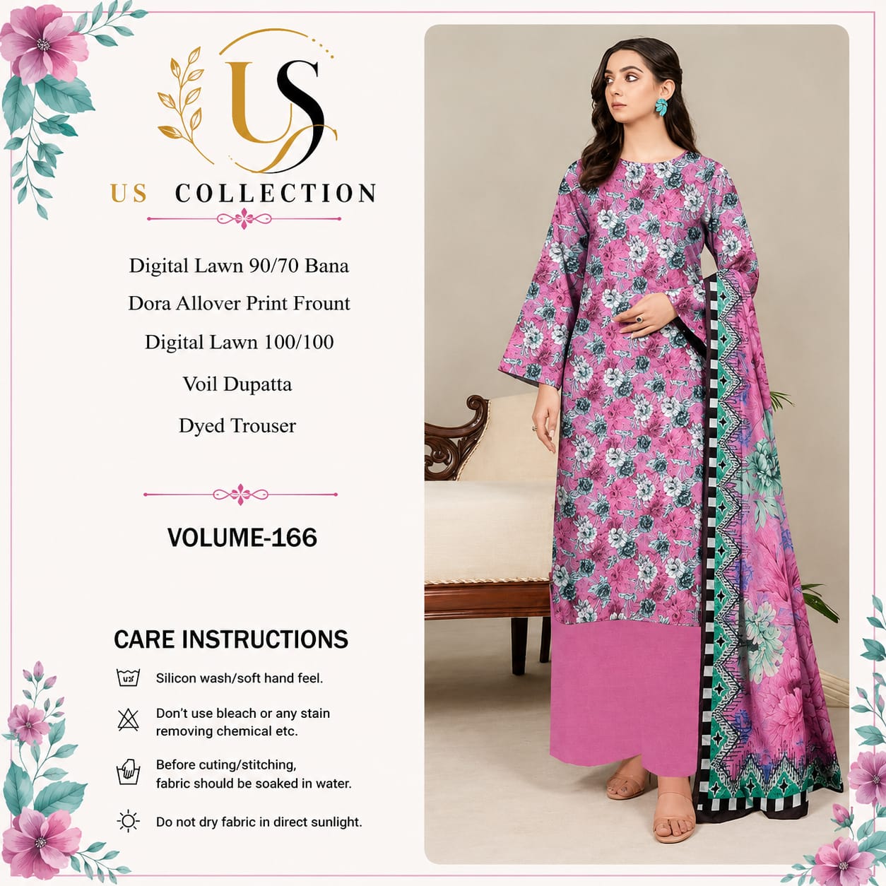 ✨ Premium Digital Lawn 3-Piece Unstitched Suit