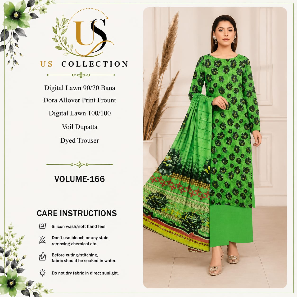 ✨ Premium Digital Lawn 3-Piece Unstitched Suit