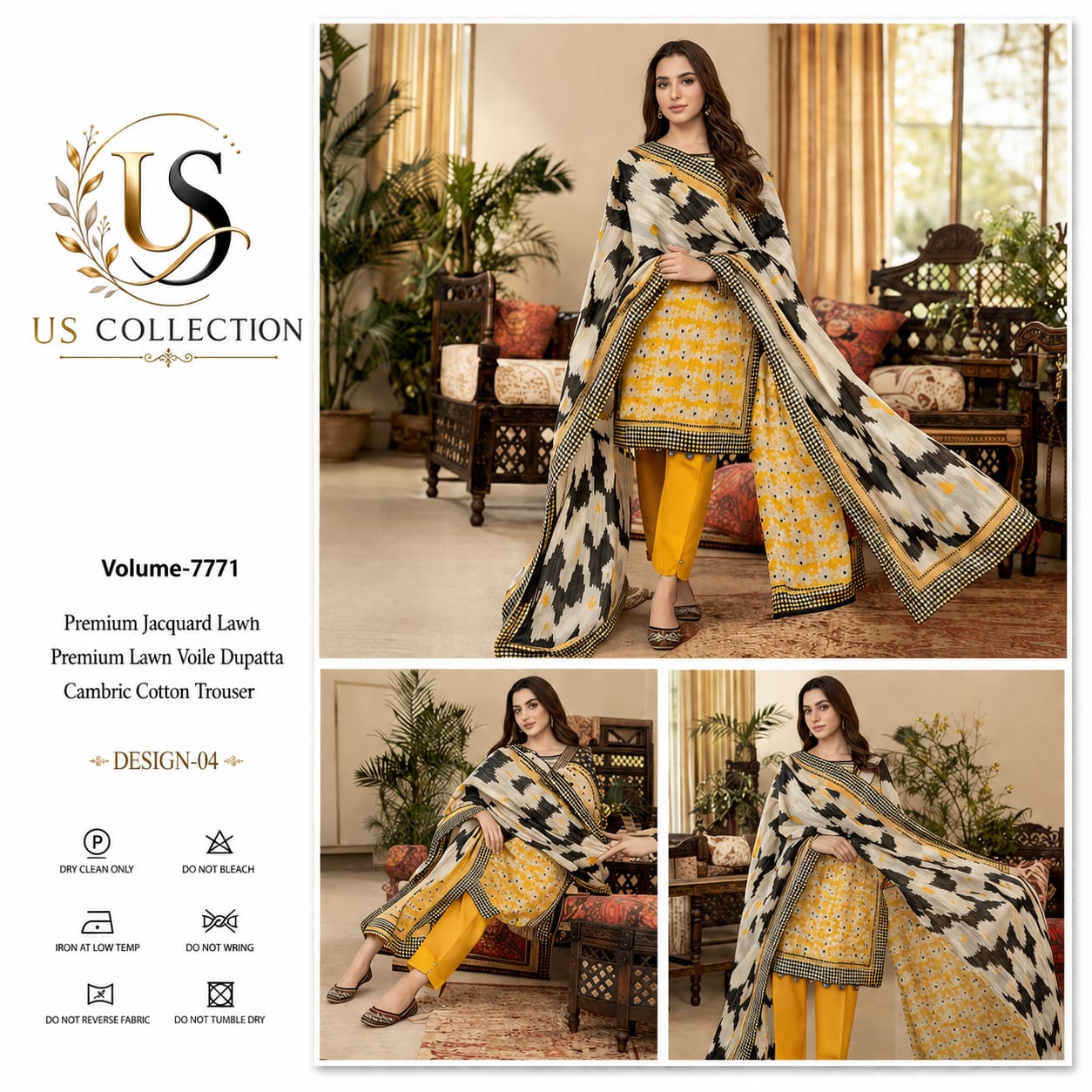 Premium Jacquard Lawn 3-Piece Unstitched Suit