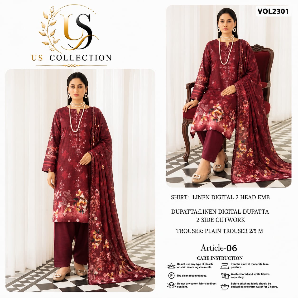 ✨ Premium Luxury Linen 3-Piece Unstitched Suit