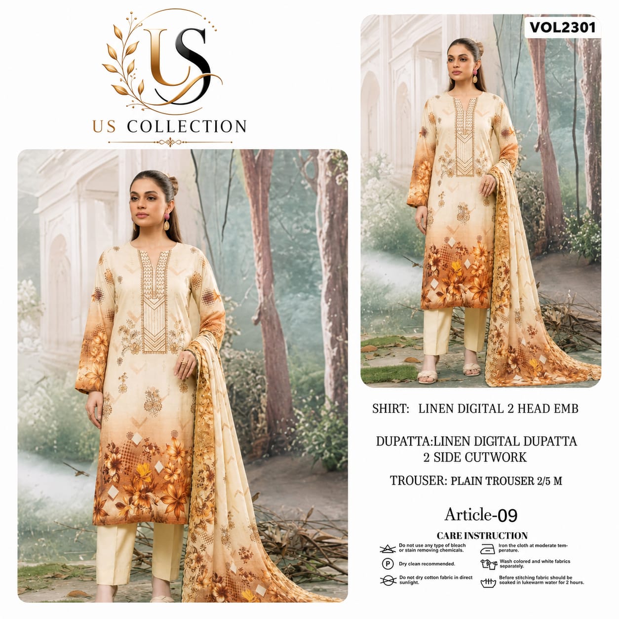 Premium Luxury Linen 3-Piece Unstitched Suit