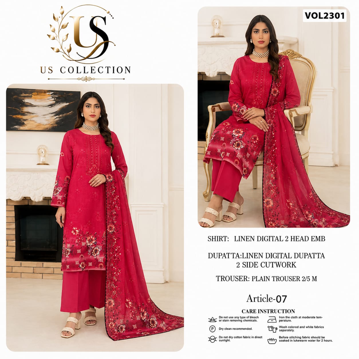 Premium Luxury Linen 3-Piece Unstitched Suit