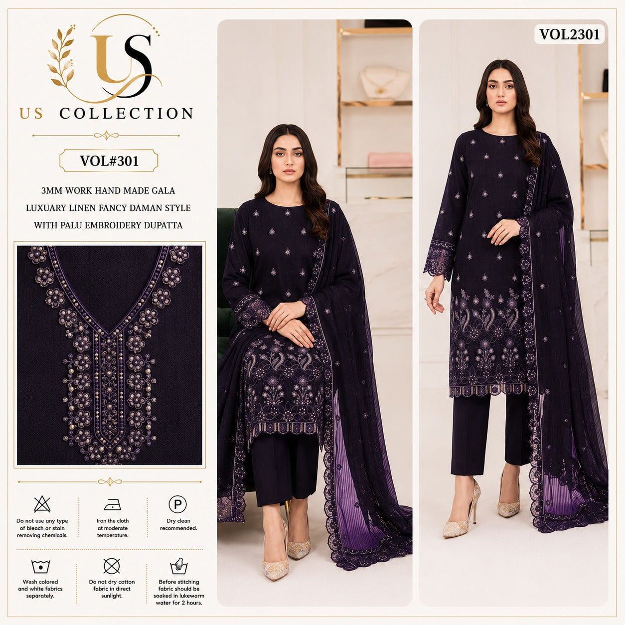 Premium Luxury Linen 3-Piece Unstitched Suit