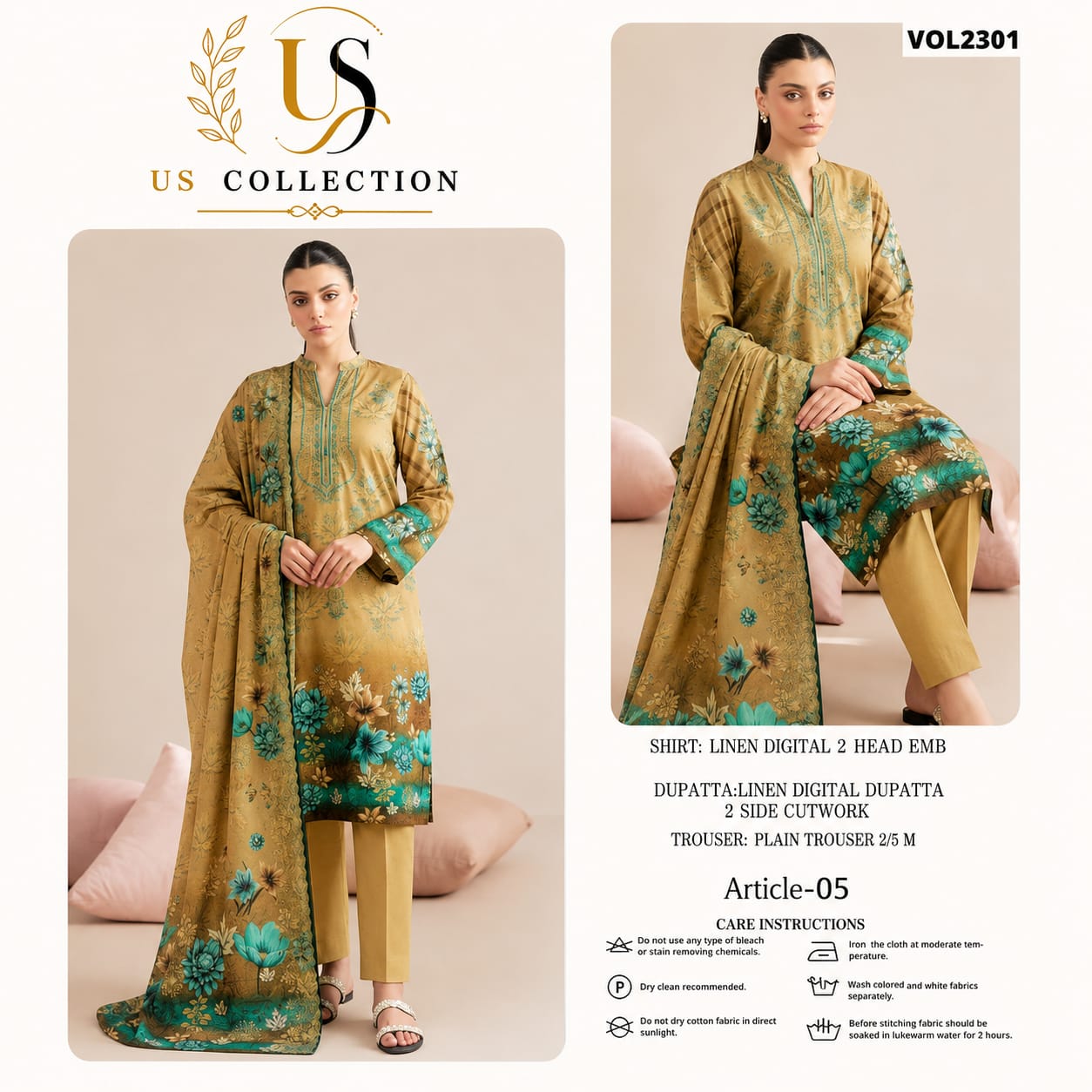 Premium Luxury Linen 3-Piece Unstitched Suit